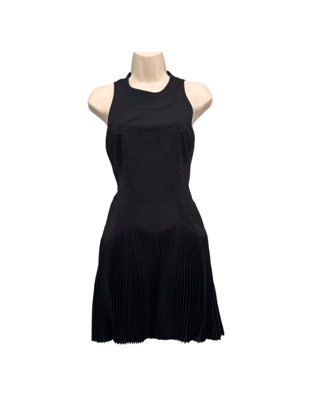 Alexander Wang Perforated Sneaker Dress Black Sleeveless Mini Pleated Flare Sz 4